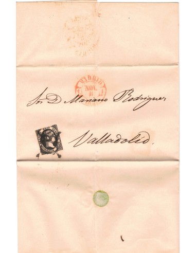 FA7566. HISTORIA POSTAL. 1851, correo circulado de Madrid a Valladolid