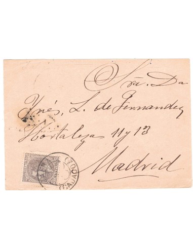 FA7571. HISTORIA POSTAL. 1881, Frontal de correo circulado de Badajoz a Madrid