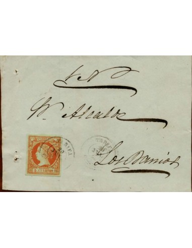 FA1511. HISTORIA POSTAL. 1860, Frontal de carta circulado de Tarifa a Los Barrios