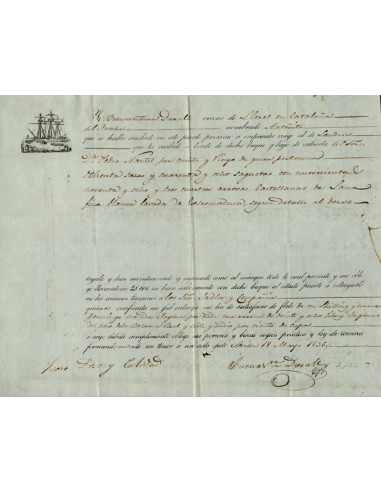 FA1211. DOCUMENTOS. Registro de embarque, buque Antoñita. 1836, Sevilla a Londres