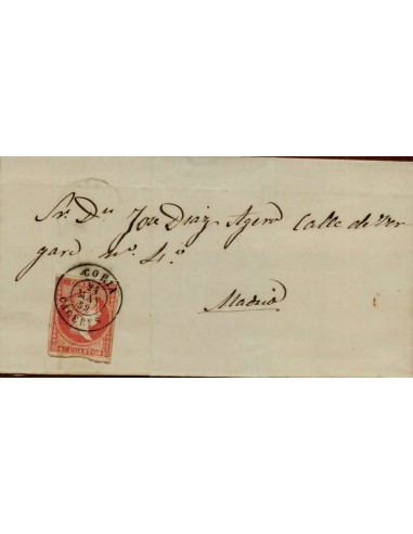 FA1533. HISTORIA POSTAL. 1859, correo circulado de Coria a Madrid