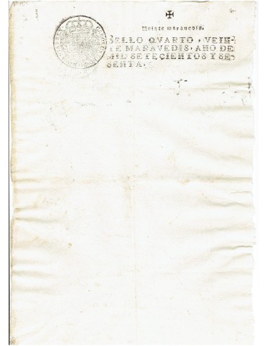 FA7648. TIMBROLOGIA. 1770. Manuscrito, papel sellado o timbrado, Sello Cuarto (4º) 20 Maravedis