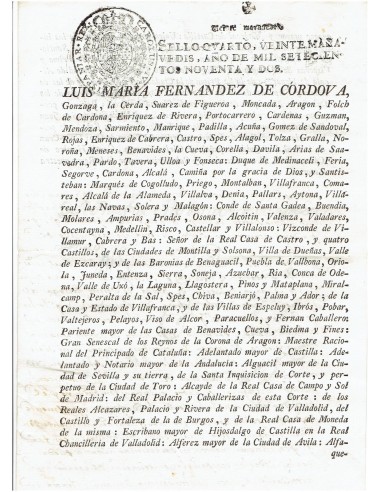 FA7654. TIMBROLOGIA. 1792. Manuscrito, papel sellado o timbrado, Sello Cuarto (4º) 20 Maravedis