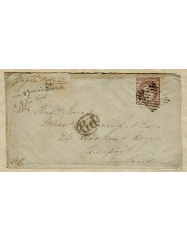 FA1562. HISTORIA POSTAL. 1870, pieza postal circulada de Madrid a Liverpool