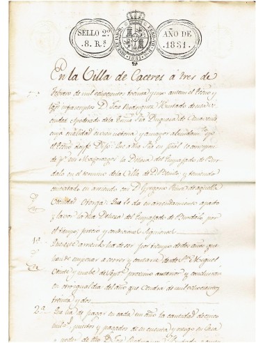 FA7679. TIMBROLOGIA. 1831. Manuscrito, papel sellado o timbrado, Sello (2º) 8 Reales
