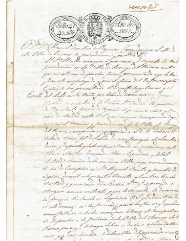 FA7681. TIMBROLOGIA. 1833. Manuscrito, papel sellado o timbrado, Sello Cuarto (4º) 40 Maravedis
