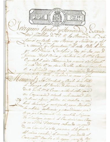 FA7695. TIMBROLOGIA. 1836. Manuscrito, papel sellado o timbrado, Sello Cuarto (4º) 40 Maravedis
