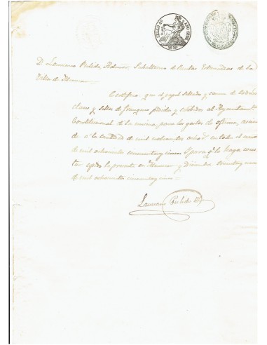FA7705. TIMBROLOGIA. 1855. Manuscrito, papel sellado o timbrado, Sello Cuarto (4º) 40 Maravedis