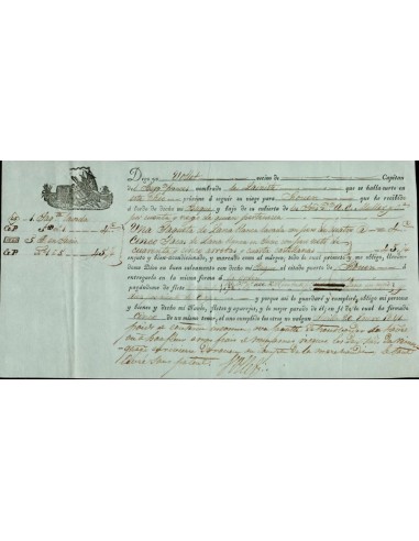 FA1254. DOCUMENTOS. Registro de embarque, buque Le Lainiste. 1841, Sevilla a Rouen (Francia)