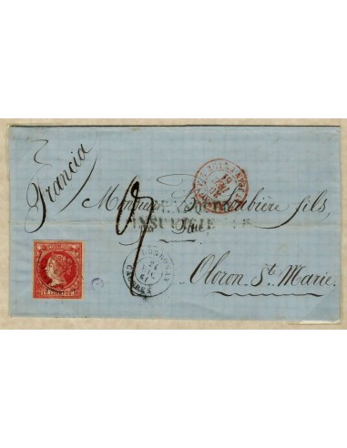 FA1565. HISTORIA POSTAL. 1861, pieza postal circulada de Logrosan a Santa María de Oloron