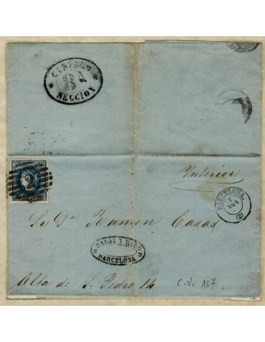 FA1572. HISTORIA POSTAL. 18642, Pieza postal de correo interior de Barcelona