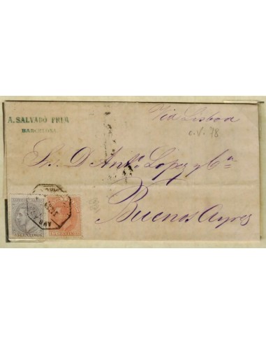 FA1597. HISTORIA POSTAL. 1882, Pieza postal de Barcelona a Buenos Aires