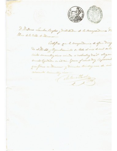 FA7706. TIMBROLOGIA. 1855. Manuscrito, papel sellado o timbrado, Sello Cuarto (4º) 40 Maravedis