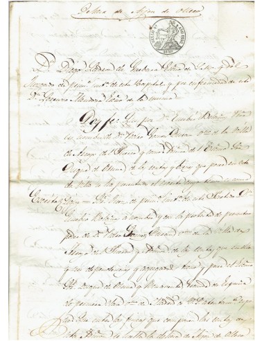 FA7708. TIMBROLOGIA. 1850. Manuscrito, papel sellado o timbrado, Sello Cuarto (4º) 40 Maravedis
