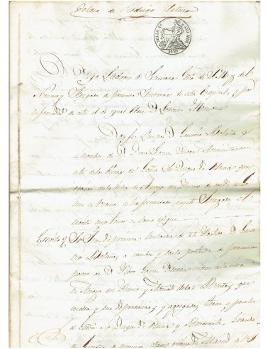 FA7711. TIMBROLOGIA. 1850. Manuscrito, papel sellado o timbrado, Sello Cuarto (4º) 40 Maravedis