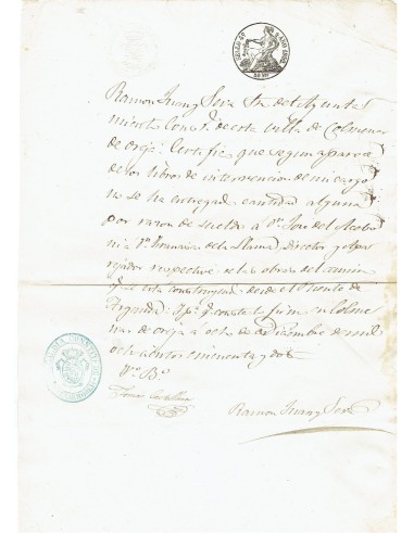 FA7715. TIMBROLOGIA. 1852. Manuscrito, papel sellado o timbrado, Sello Cuarto (4º) 40 Maravedis