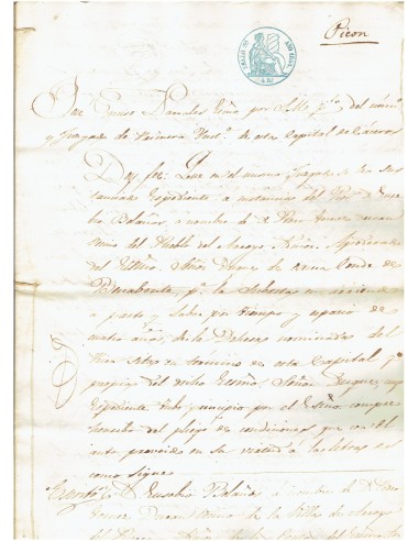 FA7718. TIMBROLOGIA. 1854. Manuscrito, papel sellado o timbrado, Sello Tercero (3º) 4 Reales