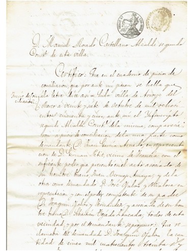 FA7723. TIMBROLOGIA. 1855. Manuscrito, papel sellado o timbrado, Sello Cuarto (4º) 40 Maravedis