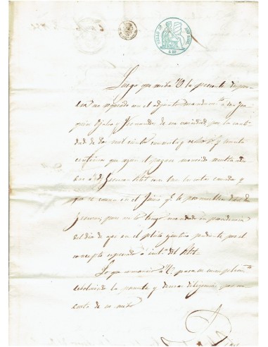 FA7724. TIMBROLOGIA. 1856. Manuscrito, papel sellado o timbrado, Sello Tercero (3º) 4 Reales