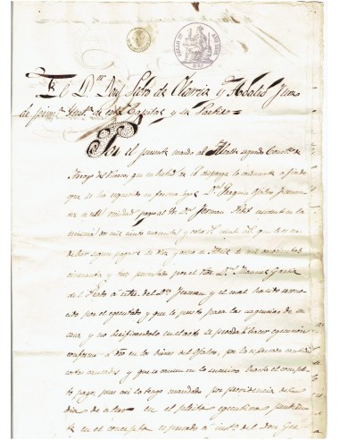 FA7725. TIMBROLOGIA. 1856. Manuscrito, papel sellado o timbrado, Sello Segundo (2º) 8 Reales