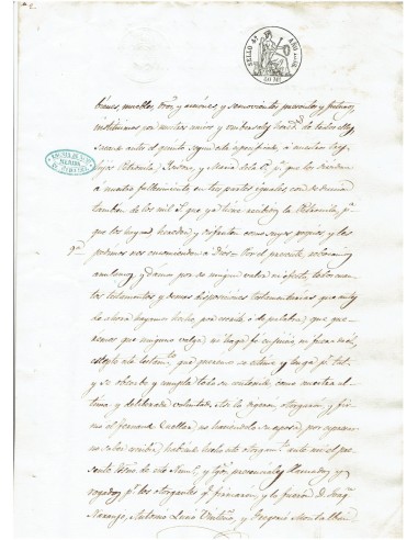FA7726. TIMBROLOGIA. 1858. Manuscrito, papel sellado o timbrado, Sello Cuarto (4º) 40 Maravedis