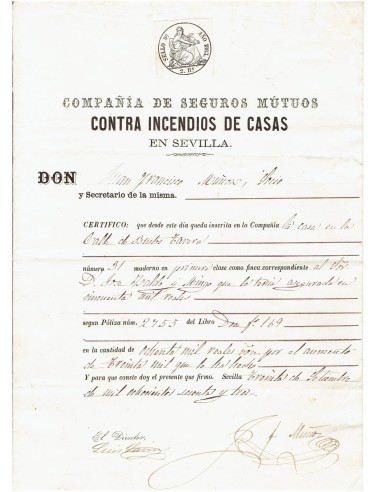 FA7728. TIMBROLOGIA. 1863. Manuscrito, papel sellado o timbrado, Sello Noveno (9º) 2 Reales