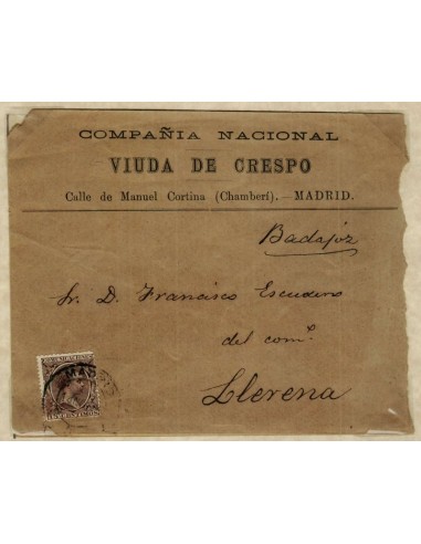 FA1638. HISTORIA POSTAL. 1889, Madrid a Llerena