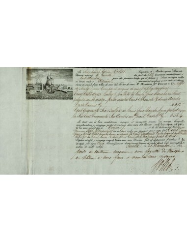 FA1314. DOCUMENTOS. Registro de embarque, buque Lainiste. 1843, Sevilla a Rouen
