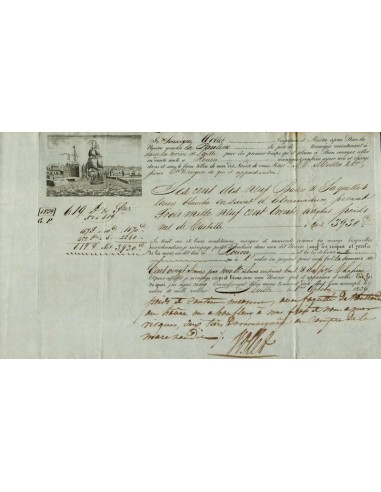 FA1322. DOCUMENTOS. Registro de embarque, buque La Pauline. 1839, Sevilla a Rouen