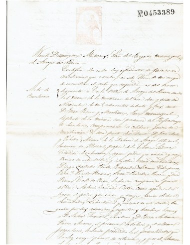 FA7738. TIMBROLOGIA. 1873. Manuscrito, papel sellado o timbrado,  Sello Once (11º) 50 c de peseta