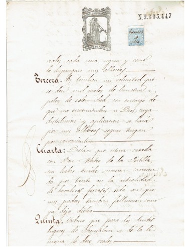 FA7742. TIMBROLOGIA. 1874. Manuscrito, papel sellado o timbrado,  Sello 11º - 50 centimos de peseta