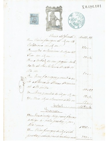FA7743. TIMBROLOGIA. 1874. Manuscrito, papel sellado o timbrado, Sello 11º - 50 centimos de peseta