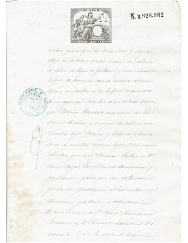 FA7750. TIMBROLOGIA. 1879. Manuscrito, papel sellado o timbrado,  Sello 11º - 50 centimos de peseta