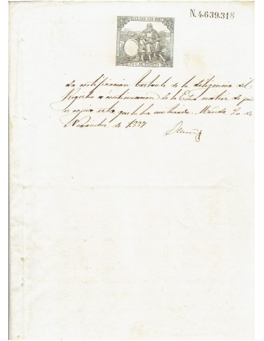 FA7755. TIMBROLOGIA. 1887. Manuscrito, papel sellado o timbrado, Sello 12º - 75 centimos de peseta