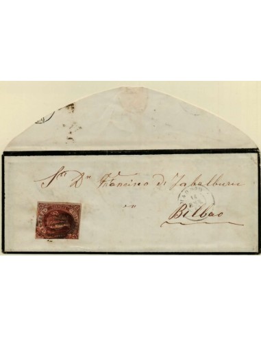 FA1755. HISTORIA POSTAL. 1863, sobre de luto de Bilbao a Madrid