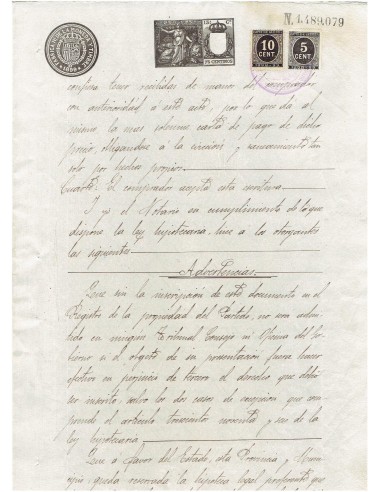 FA7775. TIMBROLOGIA. 1899. Manuscrito, papel sellado o timbrado, Sello 13º - 75 centimos de peseta