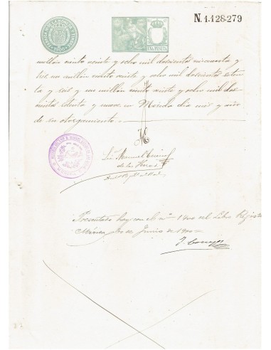 FA7776. TIMBROLOGIA. 1900. Manuscrito, papel sellado o timbrado, Sello 11º - 1 peseta