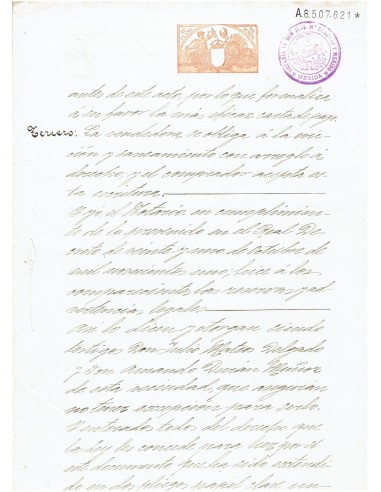 FA7780. TIMBROLOGIA. 1904. Manuscrito, papel sellado o timbrado, Sello 11º - 1 peseta
