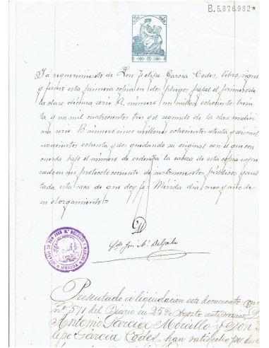 FA7781. TIMBROLOGIA. Documento manuscrito, papel sellado o timbrado, Sello 11º - 1 peseta