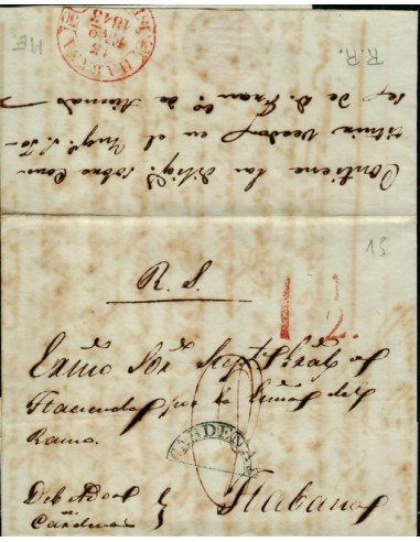 FA1785. PREFILATELIA. 1843, Cardenas a La Habana