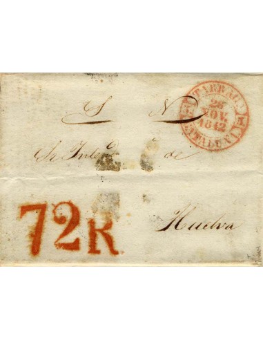 FA1933. PORTEOS. 1842, cubierta oficial de Tarragona a Huelvas con porteo de 72 reales