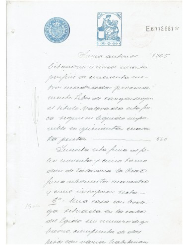 FA7789. TIMBROLOGIA. Documento manuscrito, papel sellado o timbrado, Sello 10º - 2 pesetas