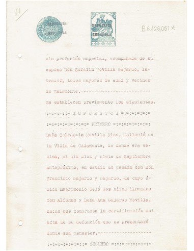 FA7792. TIMBROLOGIA. Documento manuscrito, papel sellado o timbrado, Sello 11º - 1 peseta