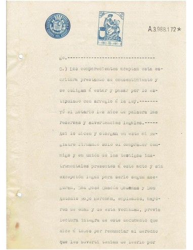 FA7798. TIMBROLOGIA. Documento manuscrito, papel sellado o timbrado, Sello 8º - 1,50 pesetas