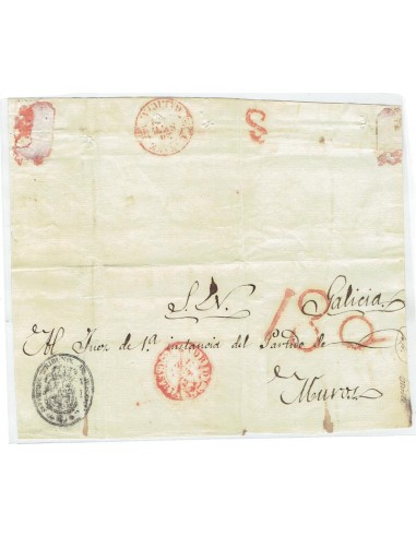 FA1861. PORTEOS. 1841, Envuelta de Coruña a Muros con porteo de 180 cuartos