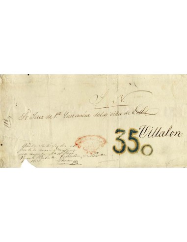 FA1888. PORTEOS. 1837, cubierta de Valladolid a Villalon con porteo de 350 cuartos