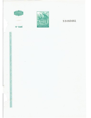 FA7811. TIMBROLOGIA. Papel oficial con timbre del Estado clase 14 para poliza de 5 pesetas, NUEVO