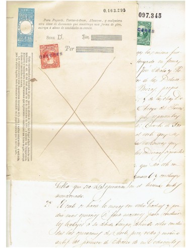 FA7816. TIMBROLOGIA. Documento manuscrito, papel sellado con timbre de Giro y sello de contraseña CACERES