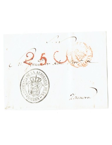 FA1844B, PORTEOS. 1854, Cubierta de Coruña a Zamora, porteo 25 cuartos