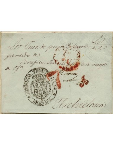 FA1053A, PREFILATELIA. 1843-45ca, Plica remitida de Granada a Archidona con marca de ABONO de Granada, RAREZA RRR